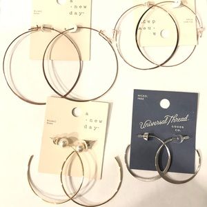 Costume jewelry hoop earrings bundle silver/gold
